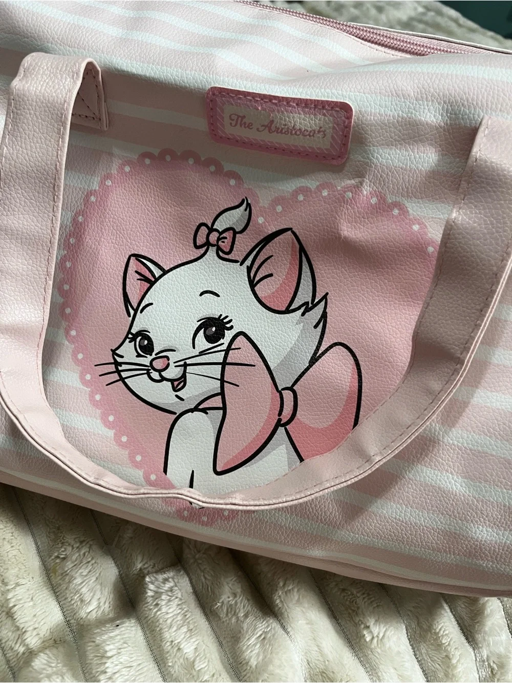 Disney Pink Striped Marie Cat Tote Bag